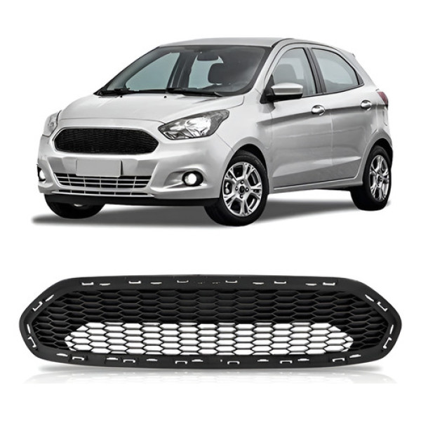 Grade Central Parachoque Dianteiro Ka 2015 2016 2017  Preto