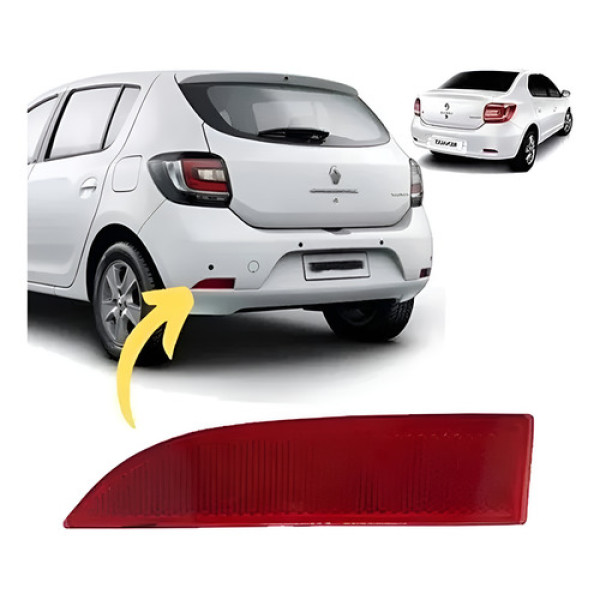 Refletor Olho Gato Esquerdo Parachoque Traseiro Logan 2015 Vermelho