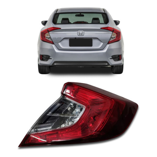 Lanterna Traseira Direita Canto Civic 2017 A 2021 Com Led Vermelho