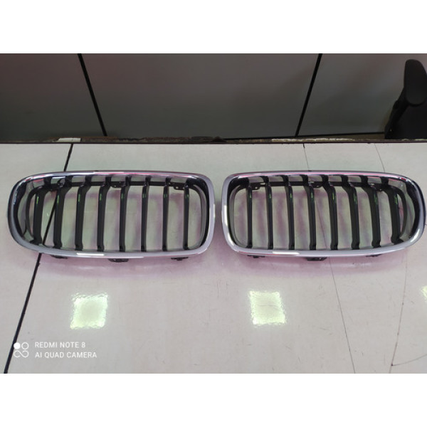 Grade Parachoque Dianteiro Par Bmw 320 2018 2019 Preto Brilhante