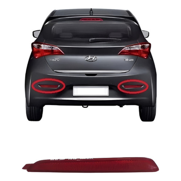 Refletor Olho Gato Direito Parachoque Trazeiro Hb20 Hatch  Vermelho